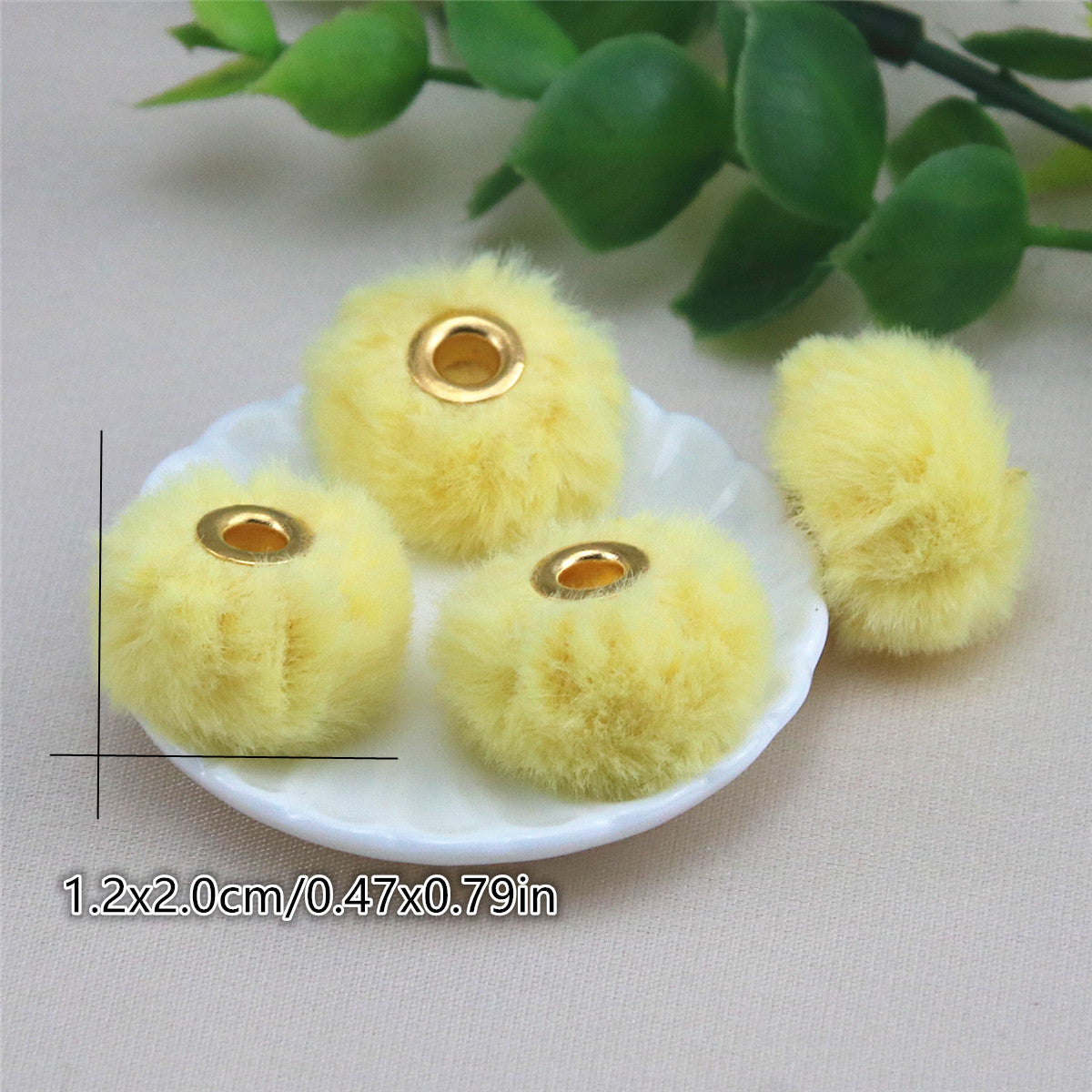Wholesale 10PCS Straight Hole Soft Waxy Fur Ball Beads Loose Beads Large Hole Fabric Accessories